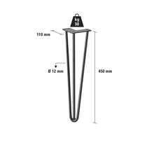 Picior de masă din oțel cu o lungime de 450 mm și o capacitate maximă de încărcare de 50 kg