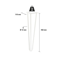 Picior de masă, 450 mm înălțime, diametru 12 mm, sarcină maximă 50 kg
