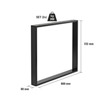 Picior de masă metalic, formă U, 800x722 mm, set de două bucăți, capacitate portantă 300 kg