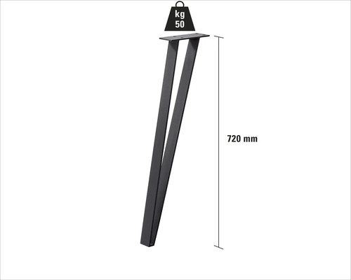 Picior de masă din metal, înălțime 720 mm, capacitate portantă maximă 50 kg
