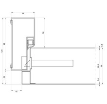 Desen tehnic al unui profil de fereastră cu dimensiuni