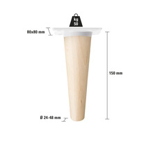 Picior de mobilă din lemn cu o capacitate portantă de 50 kilograme și dimensiunile 150 x 80 x 80 milimetri