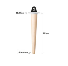 Picior de mobilă din lemn, lungime 300 mm, sarcină maximă 50 kg