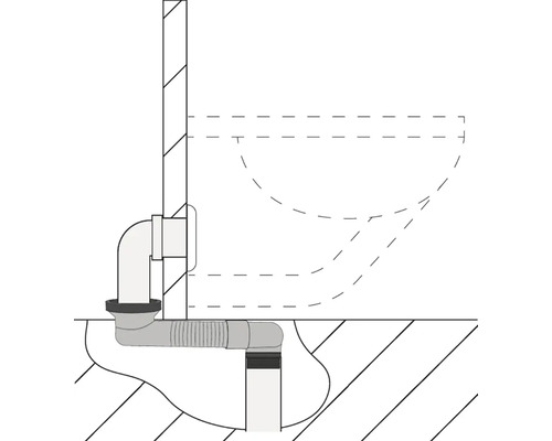 Ilustrație a unei toalete cu racord la canalizare