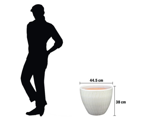 Ghiveci de flori cu dimensiunile de 44,5 cm lățime și 38 cm înălțime