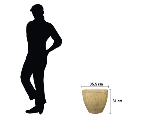 Ghiveci de flori cu dimensiunile de 35,5 cm lățime și 31 cm înălțime