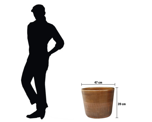 Ghiveci de flori din ceramică cu dimensiunile de 47 cm lățime și 39 cm înălțime