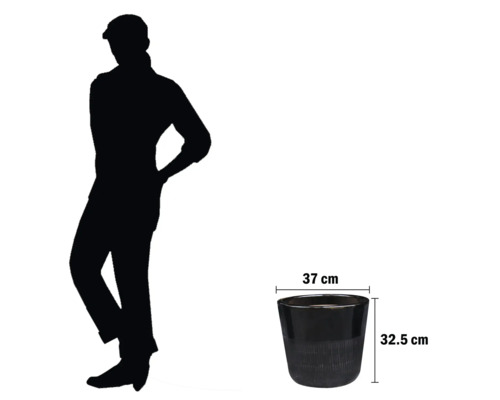 Ghiveci de flori cu dimensiunile de 37 cm lățime și 32,5 cm înălțime.