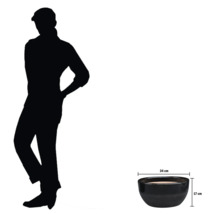 Bol negru pentru plante cu dimensiunile 34 cm x 17 cm.