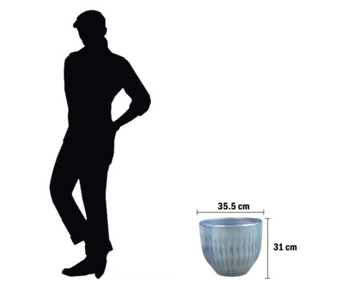 Ghiveci de flori cu dimensiunile de 35,5 cm lățime și 31 cm înălțime