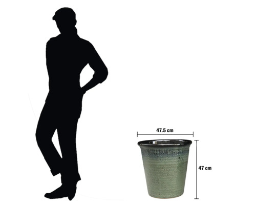 Ghiveci de flori cu dimensiunile de 47,5 cm lățime și 47 cm înălțime