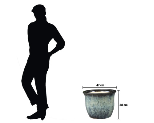 Ghiveci ceramic cu dimensiunile de 47 cm lățime și 38 cm înălțime