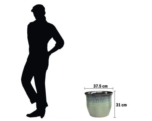Ghiveci ceramic cu dimensiunile de 37,5 cm pe 31 cm.