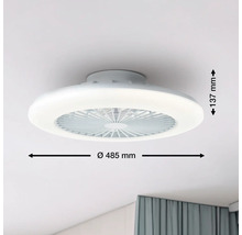 Ventilator de tavan cu iluminare, diametru 485 milimetri, înălțime 137 milimetri