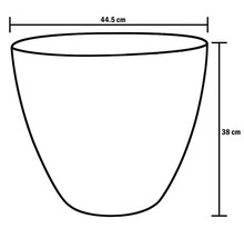 Schema unei jardiniere cu dimensiunile de 44,5 cm lățime și 38 cm înălțime