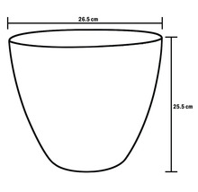 Imagine a unui ghiveci cu dimensiunile de 26,5 cm lățime și 25,5 cm înălțime