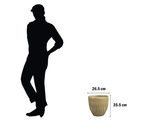 Ghiveci de flori cu dimensiuni și o persoană pentru orientarea în funcție de mărime