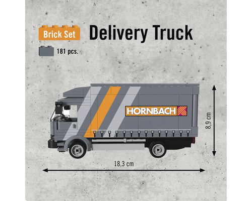 Set de construcție camionetă de livrare cu 181 de piese și dimensiunile de 18,3 cm pe 8,9 cm