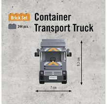 Set de construcție camion transport containere, 244 piese, 9,3 cm înălțime, 7 cm lățime