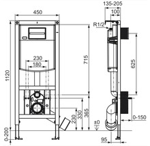 Desen tehnic al unui modul de instalare cu dimensiuni