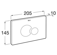 Sigla Roca cu dimensiunile plăcii de acționare: 205 x 145 x 10 mm