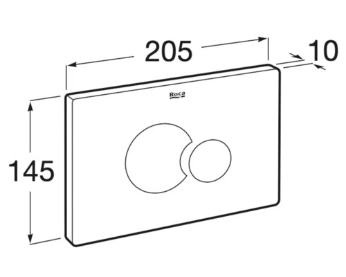 Sigla Roca cu dimensiunile plăcii de acționare: 205 x 145 x 10 mm