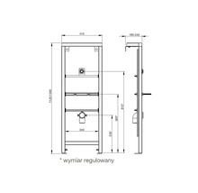 Desen tehnic al unei instalații premontate cu dimensiuni.