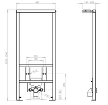 Schema unei instalații premontate cu dimensiuni.
