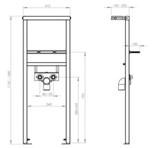 Perete frontal de instalație cu dimensiuni