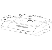 Desen tehnic al unei hote de aragaz cu dimensiuni
