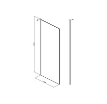 Desen tehnic al unui paravan de duș cu dimensiunile de 2100 mm înălțime, 860 mm lățime și 8 mm grosime.