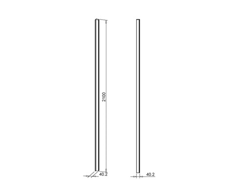 Desen tehnic al unui panou cu dimensiunile 2100 x 40,2 mm.
