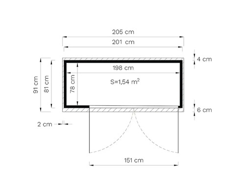Desen tehnic cu dimensiunile unei magazii de grădină