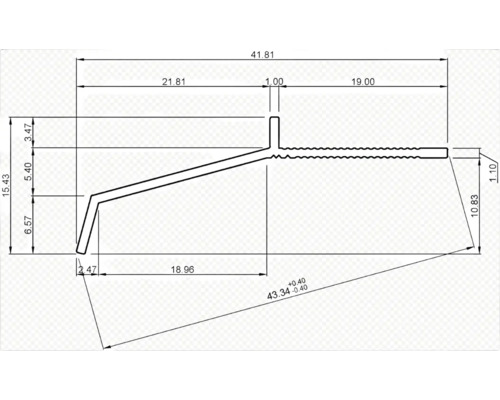 Desen tehnic al unui profil cu dimensiuni