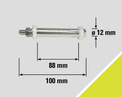 Șurub metalic cu piuliță și șaibe, diametru 12 mm, lungime 100 mm
