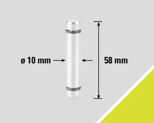 Știft metalic, diametru 10 mm, lungime 58 mm