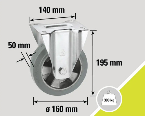Roată pivotantă cu frână, diametru 160 milimetri, capacitate portantă 300 kilograme