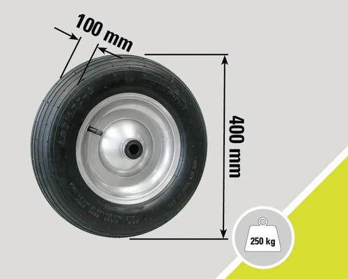 Roată pentru roabă cu dimensiunile 400 mm x 100 mm și o capacitate portantă de 250 kg