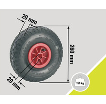 Roată cu dimensiunile 260x85 milimetri și o capacitate portantă de 150 kilograme