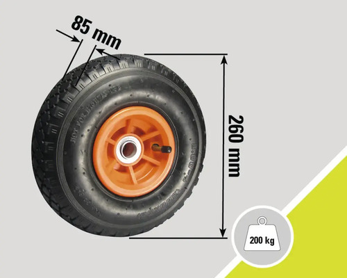 Roată cu o lățime de 85 milimetri, un diametru de 260 milimetri și o capacitate portantă de 200 kilograme