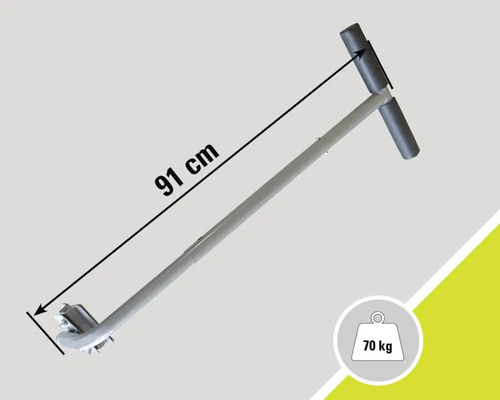 Burghiu de pământ cu mâner în T, lungime de 91 centimetri și capacitate maximă de încărcare de 70 de kilograme.