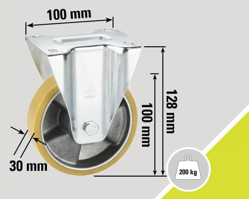 Rotiță pivotantă cu dimensiunile 100 x 100 x 128 mm și o capacitate de încărcare de 200 kg