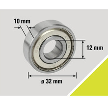Rulment radial cu bile cu dimensiunile de 10 mm, 12 mm și diametrul de 32 mm