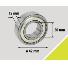 Rulment cu bile cu dimensiunile de 12 mm, 20 mm și diametrul de 42 mm