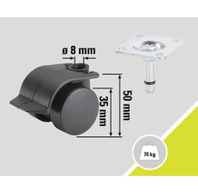 Rotiță pentru mobilă cu blocare, diametru roată 35 mm și capacitate portantă 70 kg