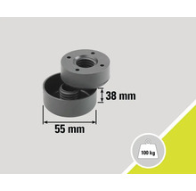 Picior de mobilier cu dimensiunile de 55 mm și 38 mm, capacitate portantă de până la 100 kg