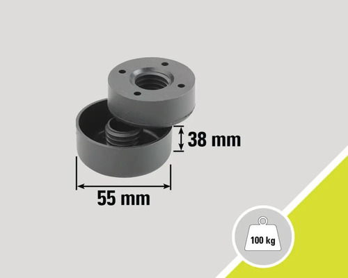 Picior de mobilier cu dimensiunile de 55 mm și 38 mm, capacitate portantă de până la 100 kg