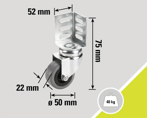 Rotiță pivotantă cu carcasă și dimensiuni
