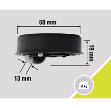 Imagine cu dimensiunile pentru o rolă de transport, capacitate portantă 50 de kilograme