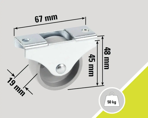 Rulou cu o capacitate portantă de 50 de kilograme și indicații de dimensiune